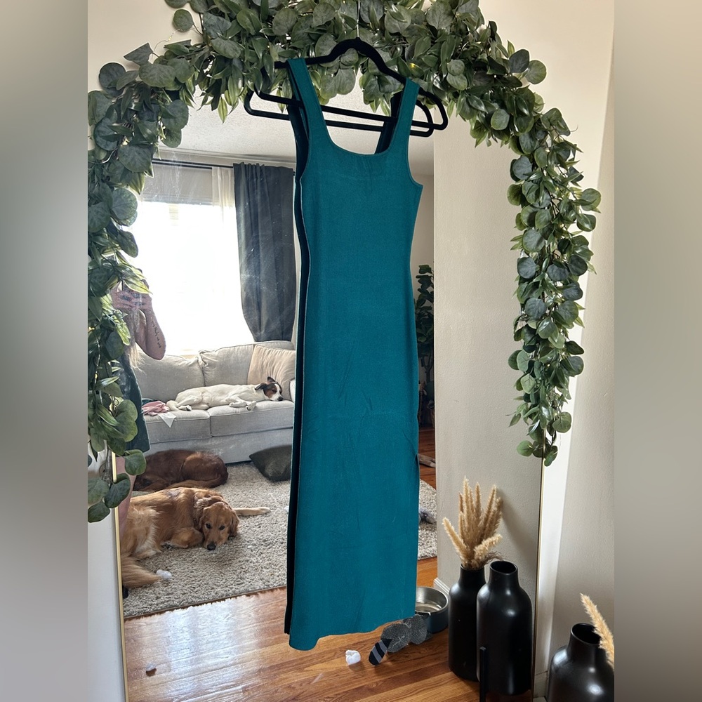 Sleeveless Teal Ribbed Maxi Dress - Women's